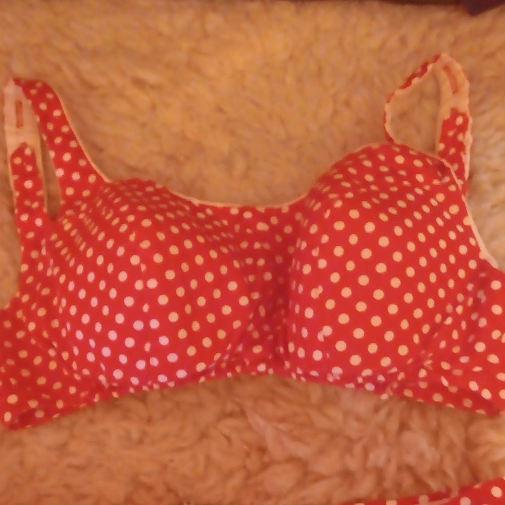 Polka Dot Red Women's Swimwear Set - Picture 2 of 6